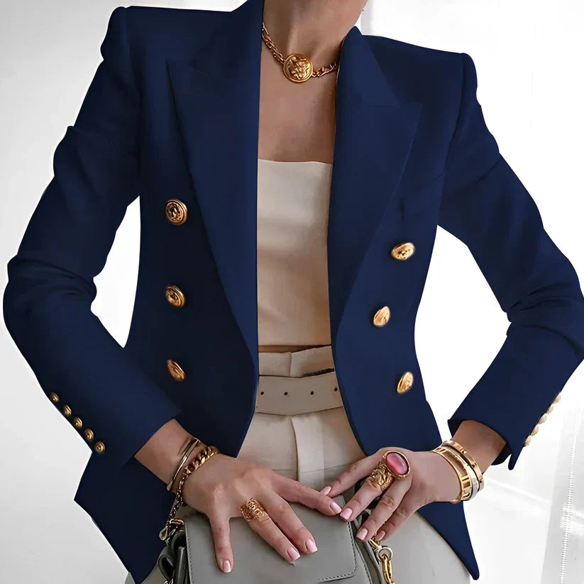 Pearl | Women's Classic Double-Breasted Blazer with Gold Buttons