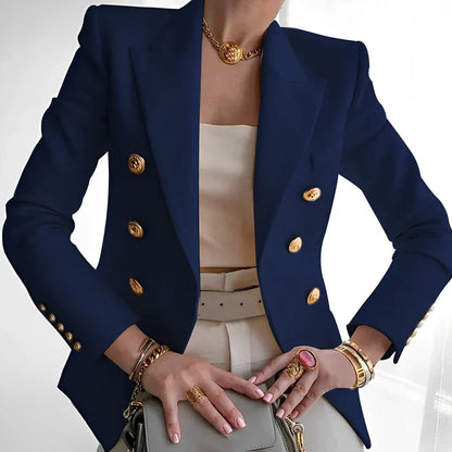 Pearl | Women's Classic Double-Breasted Blazer with Gold Buttons