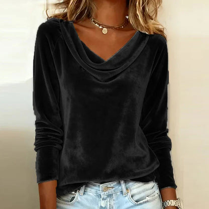 Edith | Luxe Velvet Drape-Neck Top