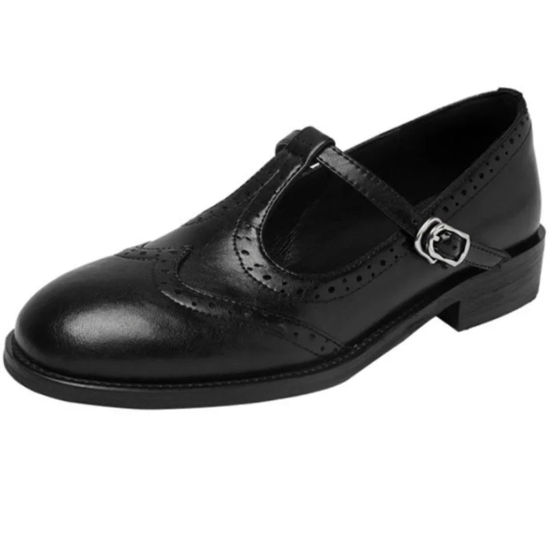 Winifred | Women's T-Strap Mary Jane Shoes Low Block Heel Buckle