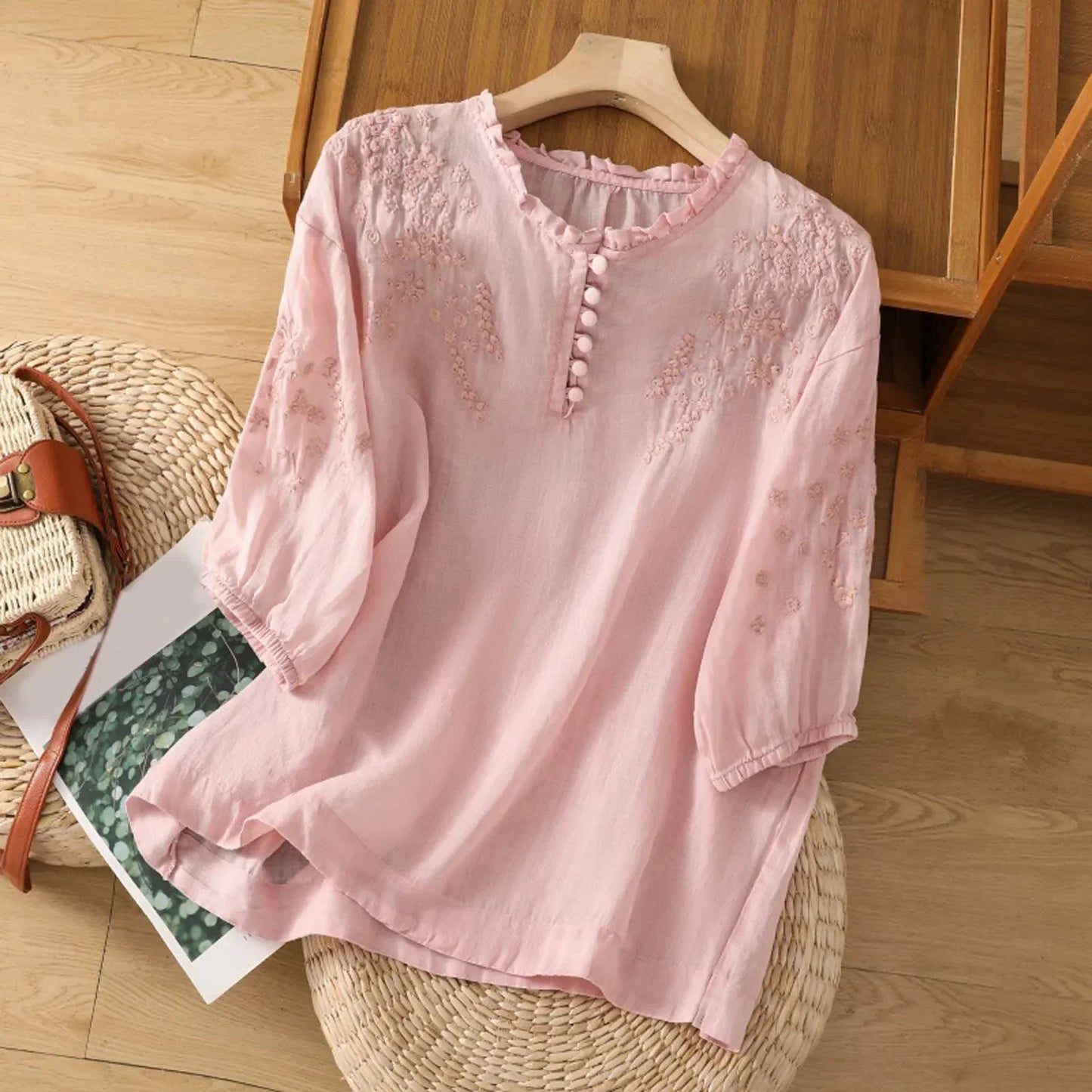 Dilys | Floral Button-Front Blouse