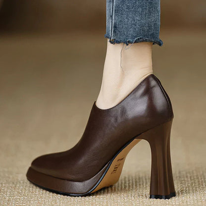 Tahlia | Women's High Heel Pumps Platform Block Heel Side Zipper
