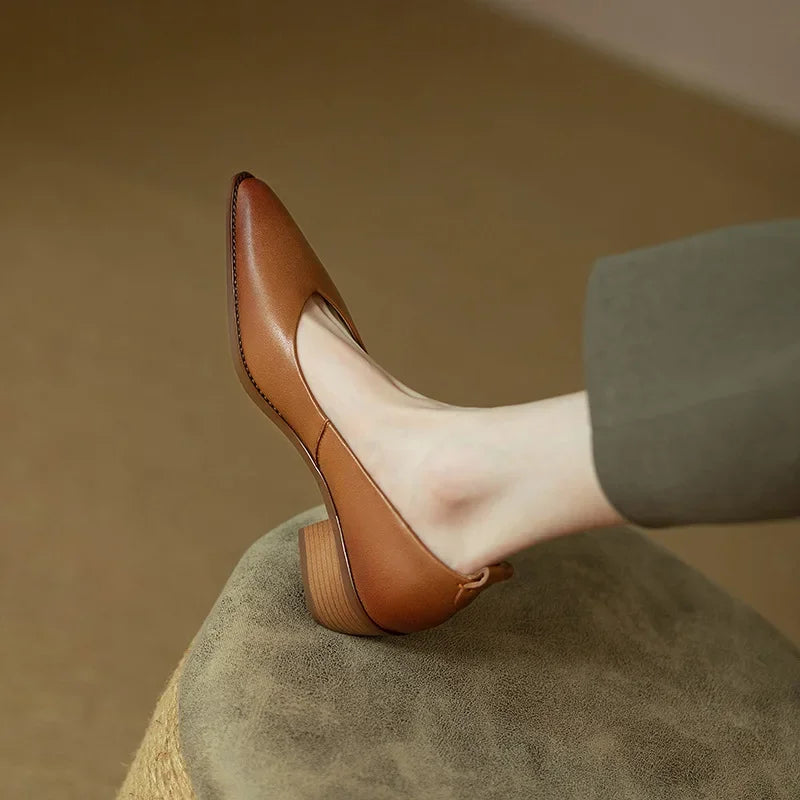Brianna | Women's Block Heel Pumps Pointed Toe Slip On Work Shoes