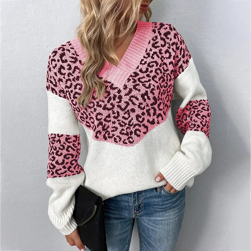 Ginevra | Elegant V-neck Sweater Leopard