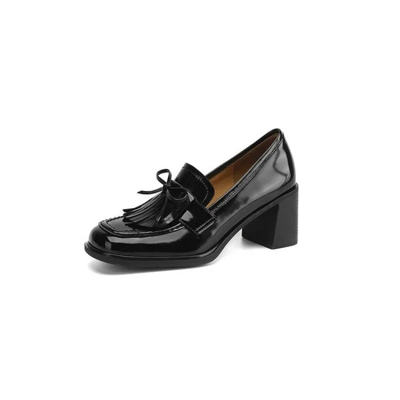 Alannah | Women's Tassel Loafer Pumps Block Heel Round Toe Heels