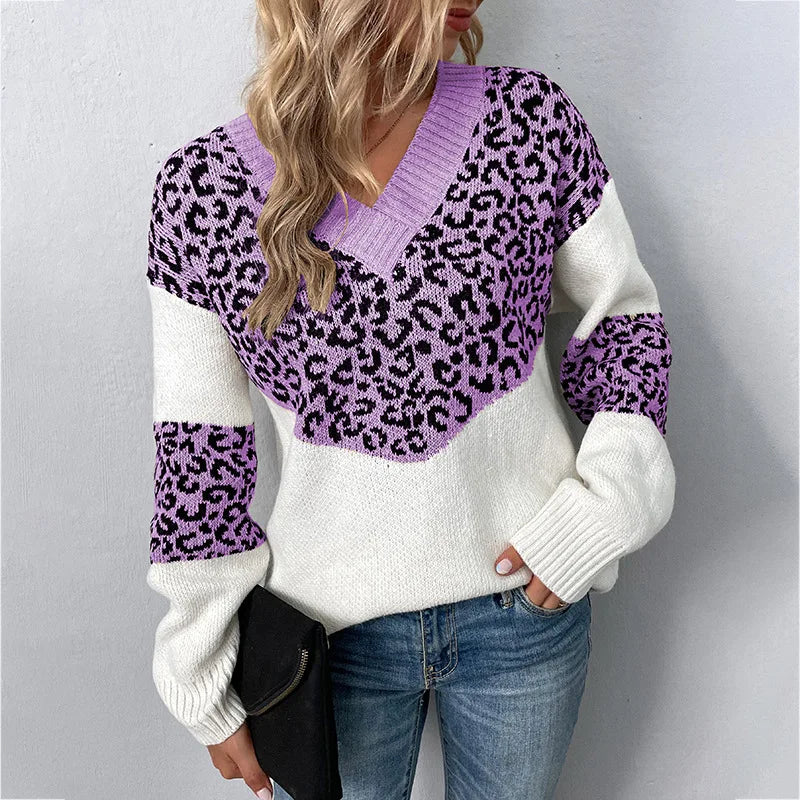 Ginevra | Elegant V-neck Sweater Leopard