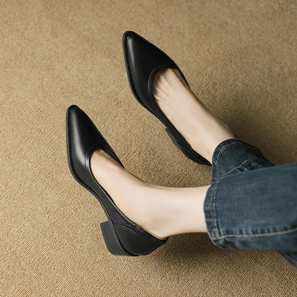 Tamika | Women's Pointed Toe Block Heel Pumps Slip On Mid Heel Shoes