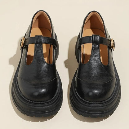 Wanda | Women's T-Bar Mary Jane Shoes Round Toe Brogue Low Heel