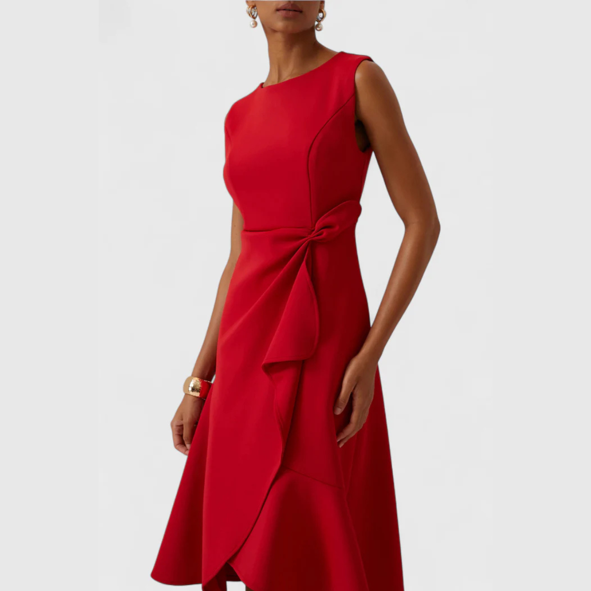 Verity | Draped Asymmetric Midi Dress
