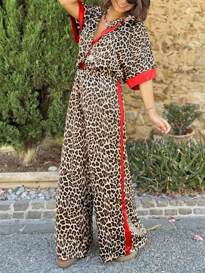 Caitlin | Fluid Leopard Print Wide Ensemble