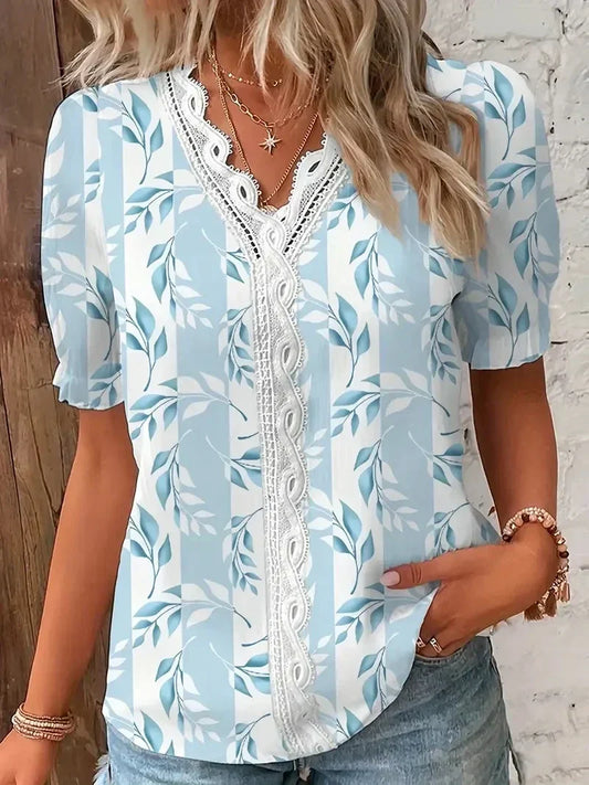Kiara | Floral Lace V-Neck Blouse