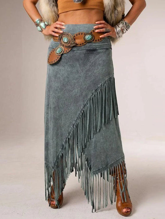 Leontine2™ | A-Line Maxi Fringe Skirt