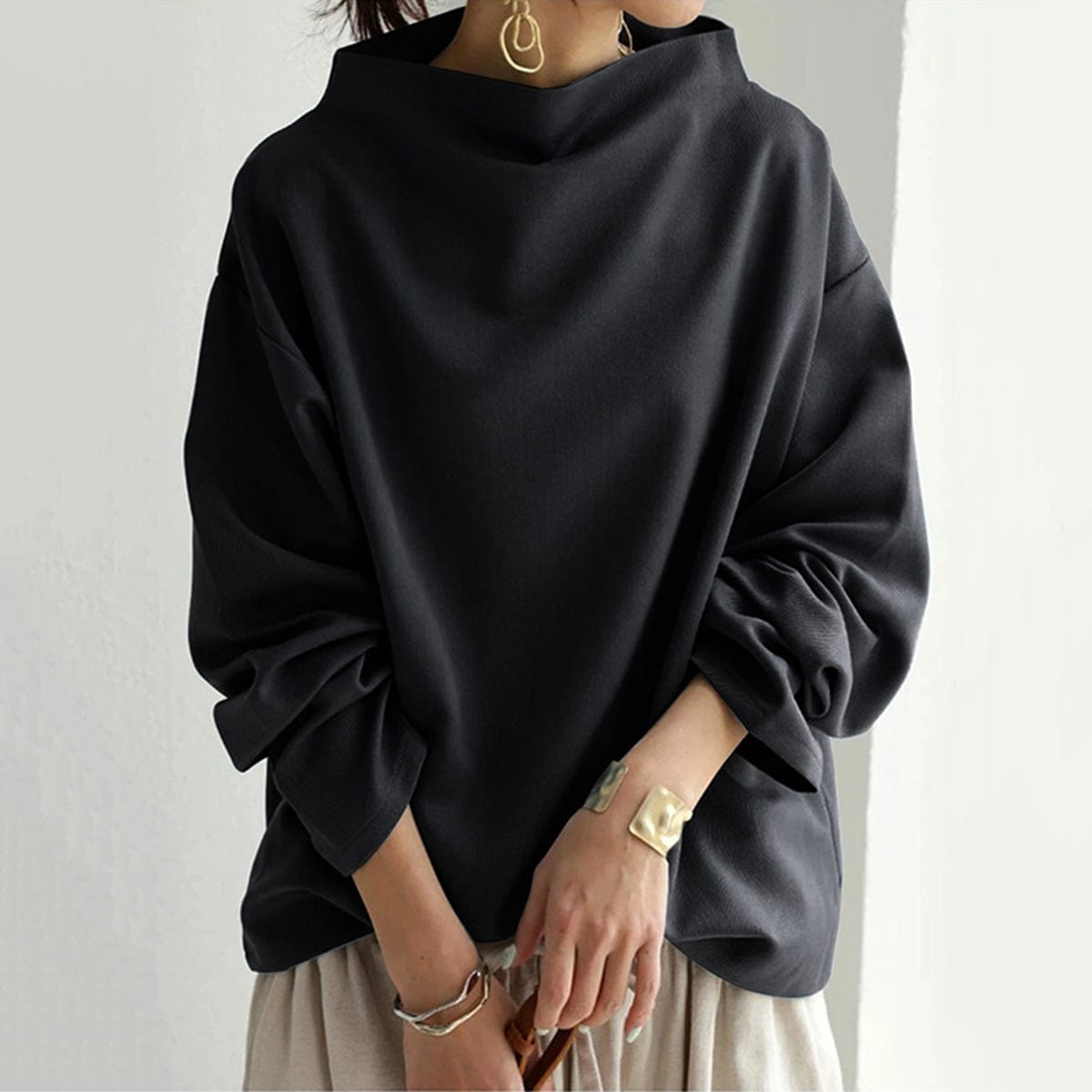 Virginie2™ | High-Neck Soft Knit Top