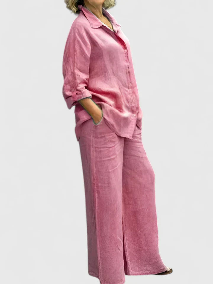 Roslyn | Women's Wide Leg Pants & Button-Down Shirt Two-Piece
