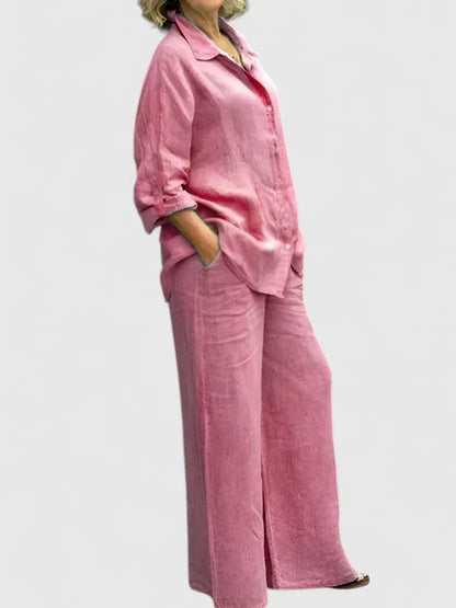 Roslyn | Women's Wide Leg Pants & Button-Down Shirt Two-Piece