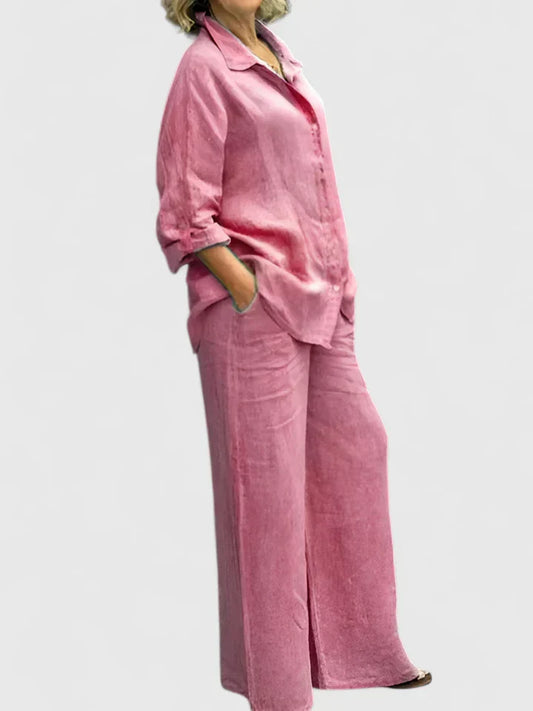 Roslyn | Women's Wide Leg Pants & Button-Down Shirt Two-Piece