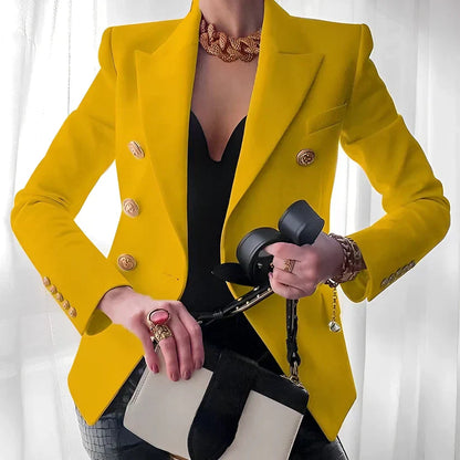 Pearl | Women's Classic Double-Breasted Blazer with Gold Buttons