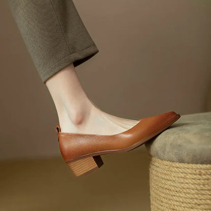 Brianna | Women's Block Heel Pumps Pointed Toe Slip On Work Shoes