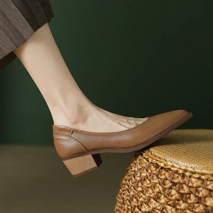 Tamika | Women's Pointed Toe Block Heel Pumps Slip On Mid Heel Shoes