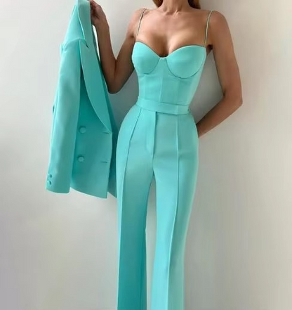Isolde | Women's Flare Pants Blazer Set with Corset Top