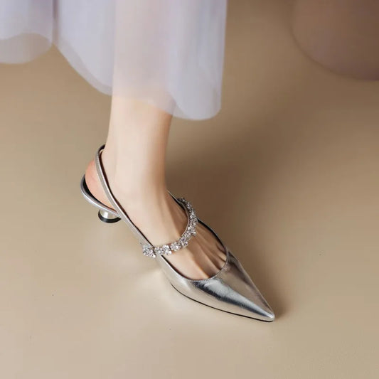 Allison2™ | Women's Crystal Strap Slingback Heels Pointed Toe Pumps