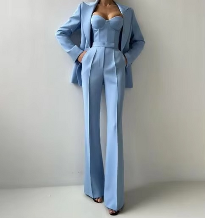 Isolde | Women's Flare Pants Blazer Set with Corset Top