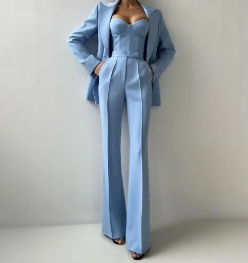 Isolde | Women's Flare Pants Blazer Set with Corset Top