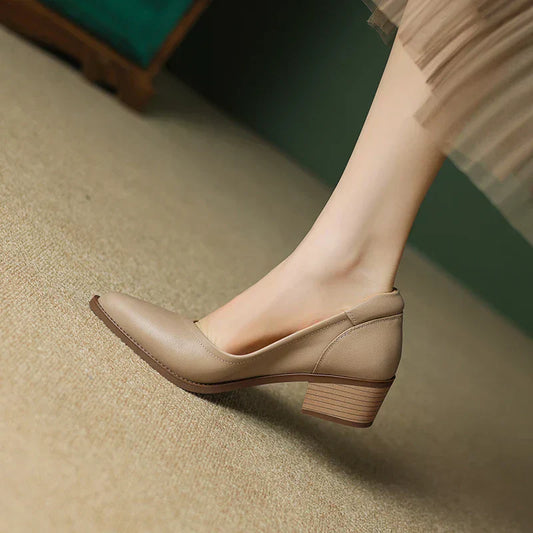 Tamika™ | Women's Pointed Toe Block Heel Pumps Slip On Mid Heel Shoes