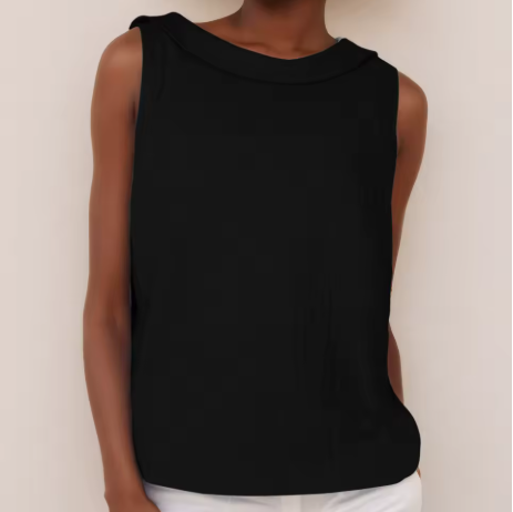 Caitlin | Sleeveless Roll Collar Top