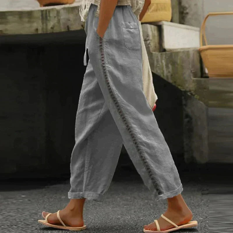 Deirdre™ | Women's Pants High Waist Tapered Leg Side Stripe