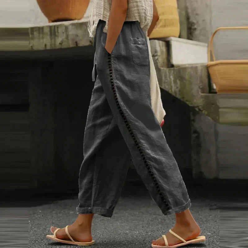 Deirdre™ | Women's Pants High Waist Tapered Leg Side Stripe