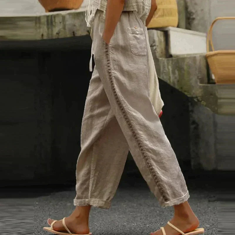 Deirdre™ | Women's Pants High Waist Tapered Leg Side Stripe
