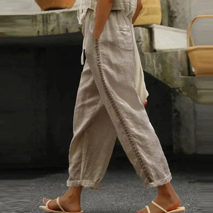 Deirdre™ | Women's Pants High Waist Tapered Leg Side Stripe