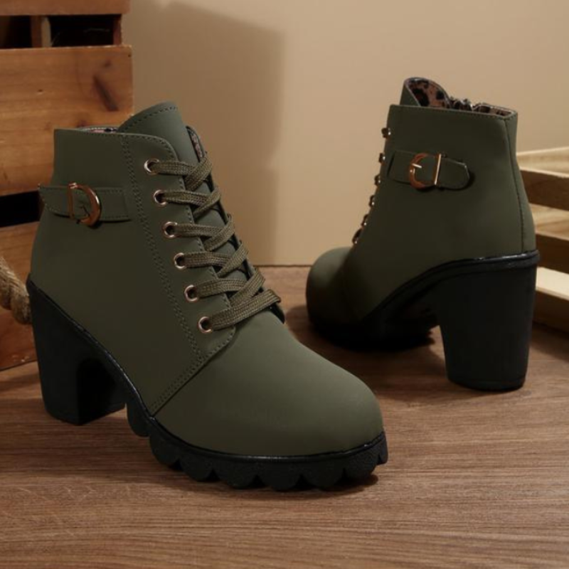 Serenity | Chic Lace-Up Chunky Ankle Boots