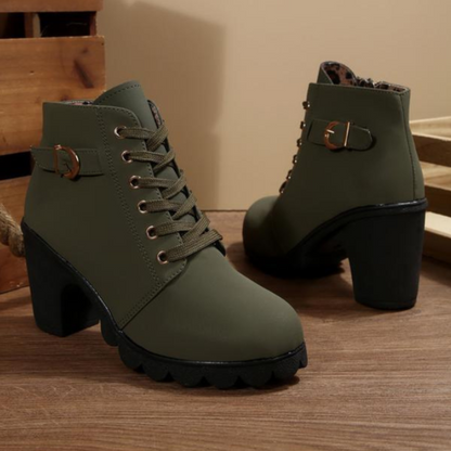 Serenity | Chic Lace-Up Chunky Ankle Boots