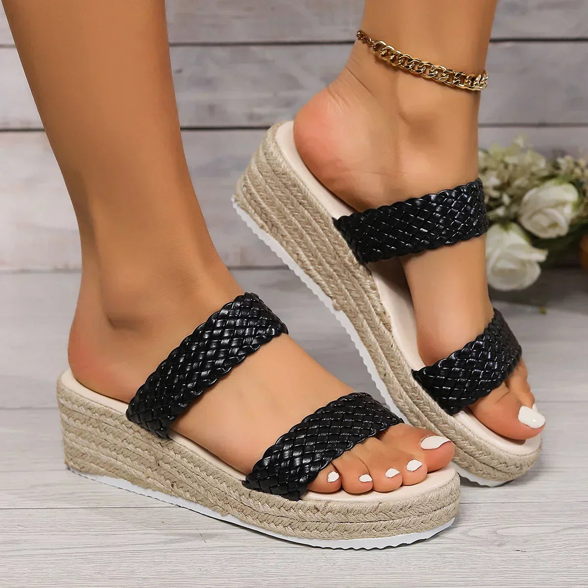 Hedy | Women's Woven Platform Flat Sandals