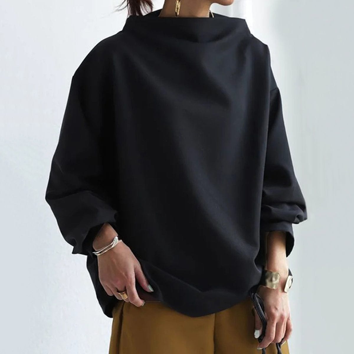 Virginie2™ | High-Neck Soft Knit Top