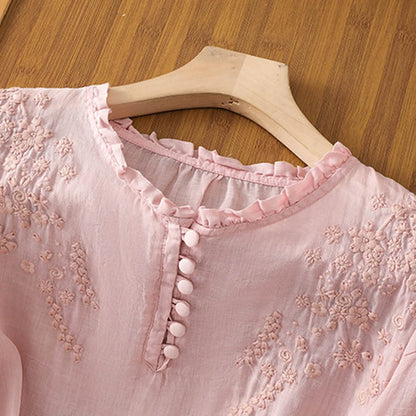 Dilys | Floral Button-Front Blouse