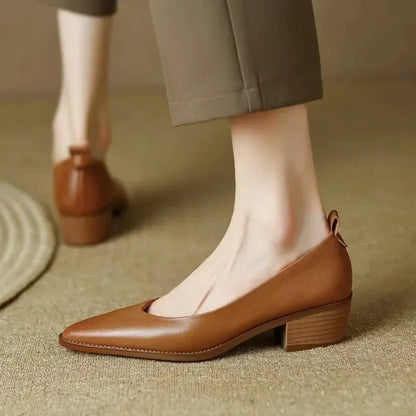 Brianna | Women's Block Heel Pumps Pointed Toe Slip On Work Shoes