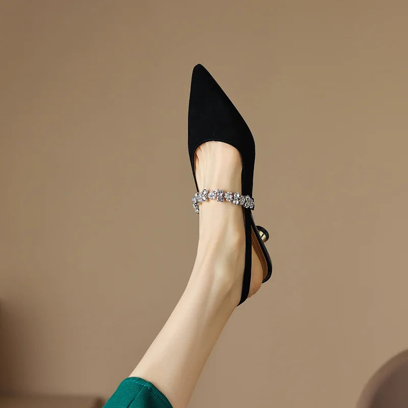 Allison | Women's Crystal Strap Slingback Heels Pointed Toe Pumps