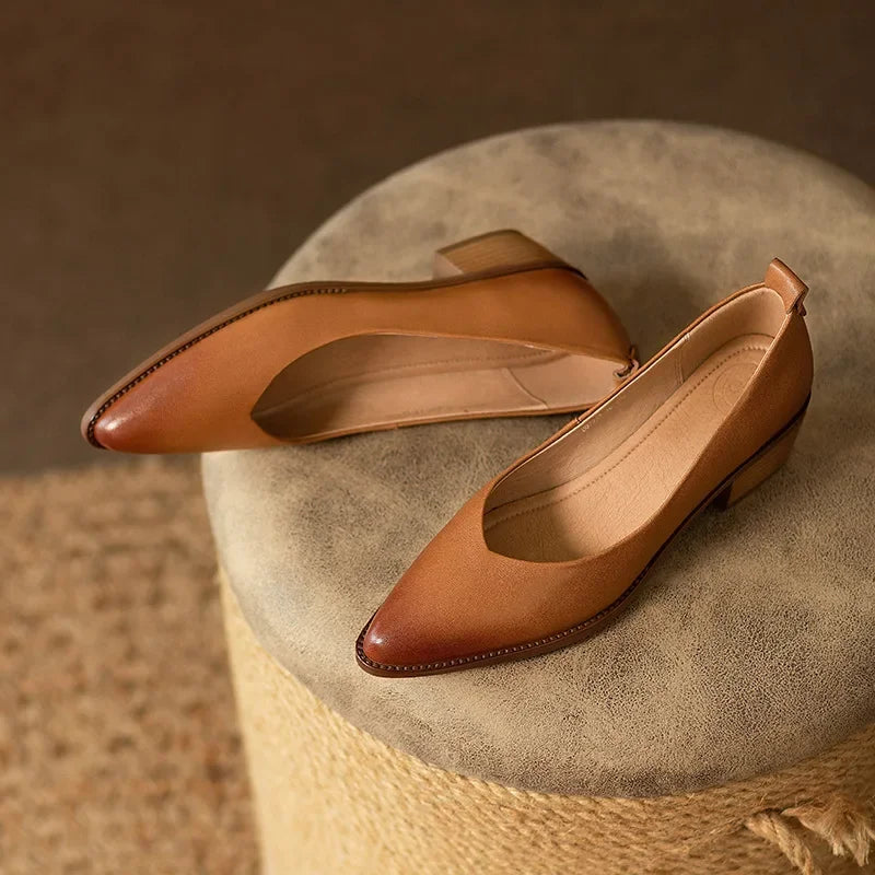 Brianna | Women's Block Heel Pumps Pointed Toe Slip On Work Shoes