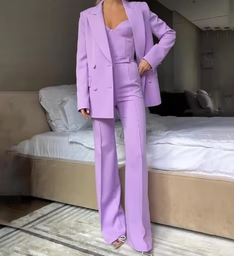 Isolde | Women's Flare Pants Blazer Set with Corset Top