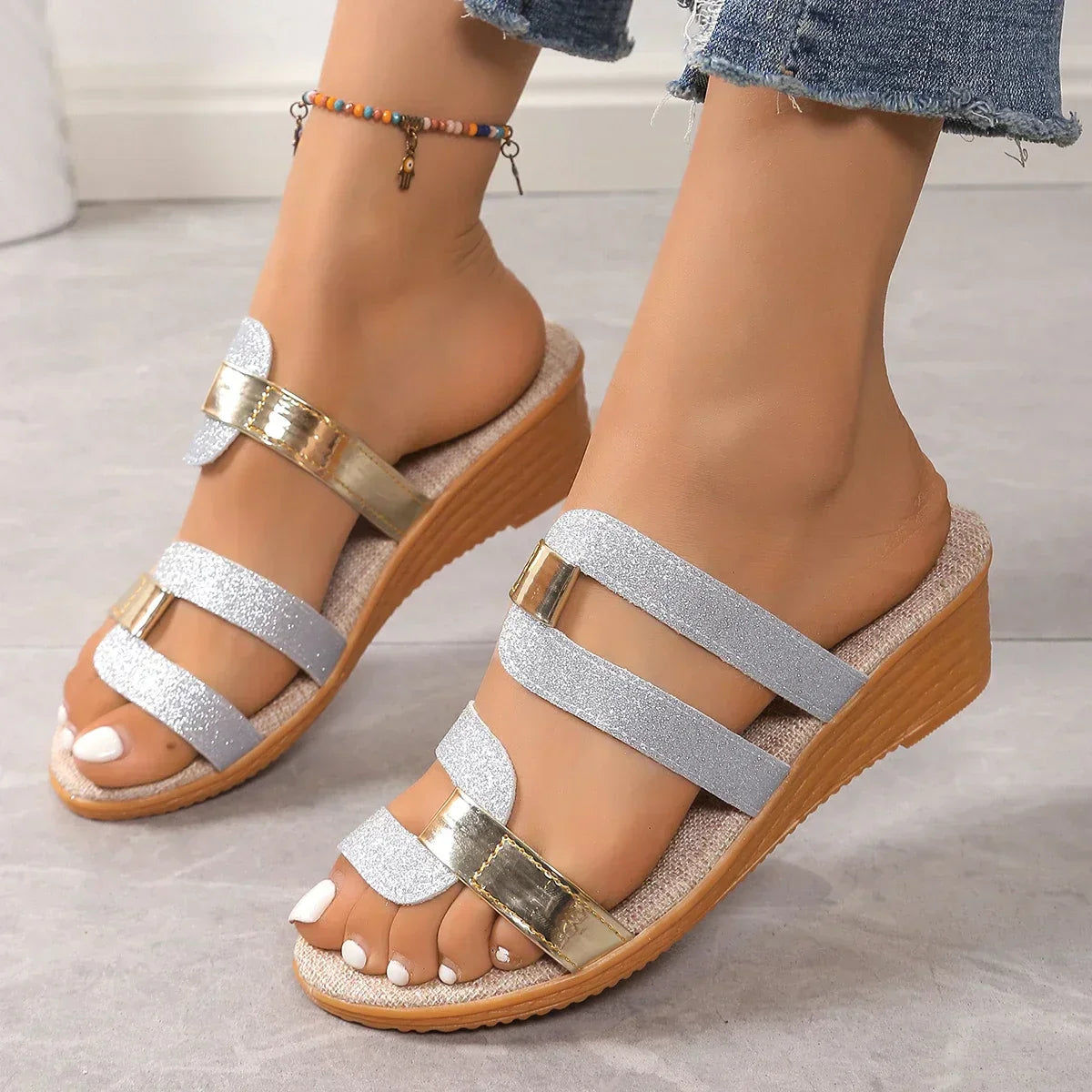Nesta | Women's Woven Slip-On Buckle Sandals