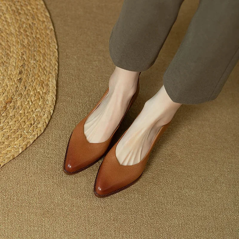 Brianna | Women's Block Heel Pumps Pointed Toe Slip On Work Shoes