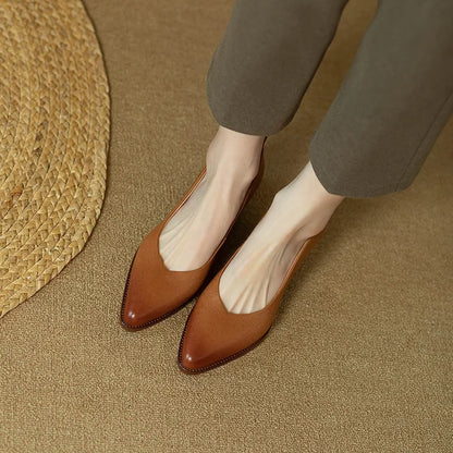 Brianna | Women's Block Heel Pumps Pointed Toe Slip On Work Shoes