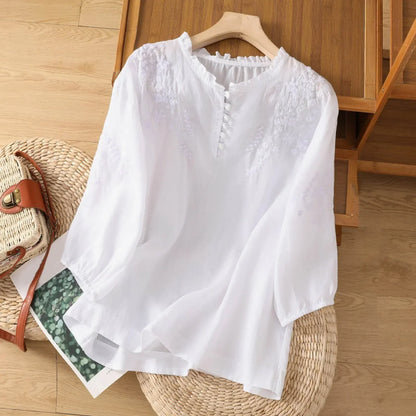 Dilys | Floral Button-Front Blouse