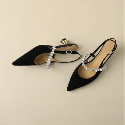 Allison | Women's Crystal Strap Slingback Heels Pointed Toe Pumps