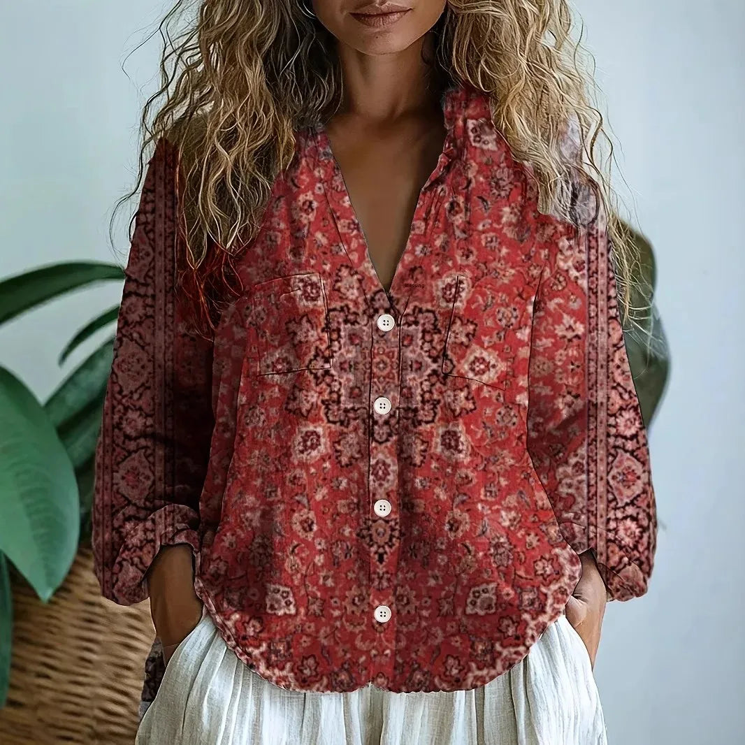 Heather | Relaxed Blouse with Nature Print