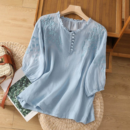 Dilys | Floral Button-Front Blouse