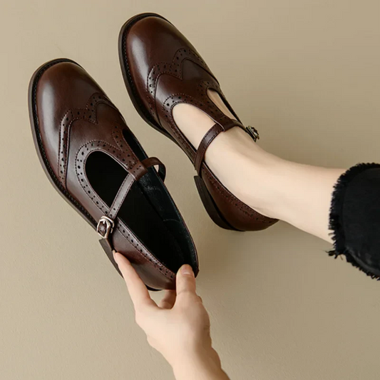 Winifred2™ | Women's T-Strap Mary Jane Shoes Low Block Heel Buckle